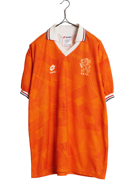 90s ☆ Lotto オランダ 代表 サッカー ユニフォーム メンズ XL / オールド 92 93 当時物 フットボール ナショナル ホーム 襟付き オレンジ