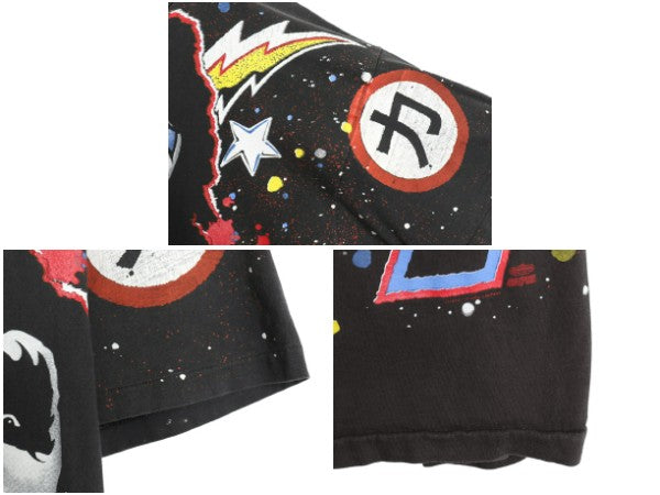 90s USA製 ★ キッス オールオーバー プリント Tシャツ メンズ XL 古着 オールド 当時物 バンド ロック シングルステッチ 黒 大きいサイズ