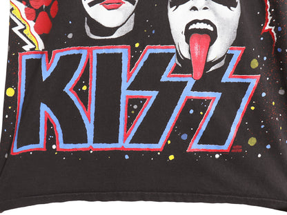 90s USA製 ★ キッス オールオーバー プリント Tシャツ メンズ XL 古着 オールド 当時物 バンド ロック シングルステッチ 黒 大きいサイズ