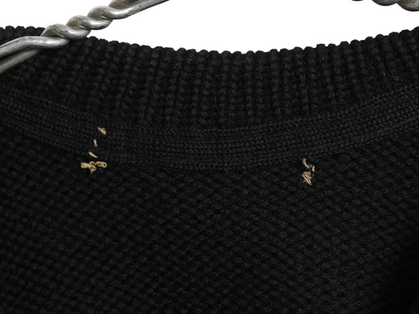 40s 50s ★ レタード ニット セーター メンズ S 程/ 古着 ヴィンテージ アワード ヘビーウェイト ウール ローゲージ ボートネック ブラック