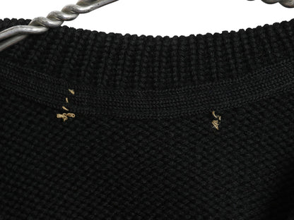 40s 50s ★ レタード ニット セーター メンズ S 程/ 古着 ヴィンテージ アワード ヘビーウェイト ウール ローゲージ ボートネック ブラック