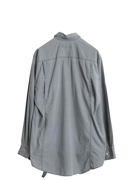 90s オービス 長袖 フィッシング シャツ メンズ S / オールド アウトドア サファリ ワーク コットン 長袖シャツ 無地 ポケット付き グレー
