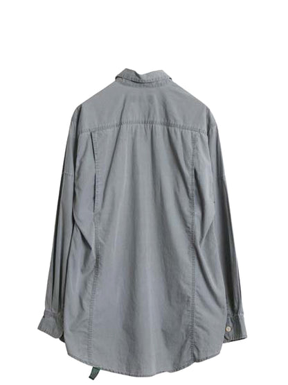 90s オービス 長袖 フィッシング シャツ メンズ S / オールド アウトドア サファリ ワーク コットン 長袖シャツ 無地 ポケット付き グレー