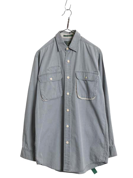 90s オービス 長袖 フィッシング シャツ メンズ S / オールド アウトドア サファリ ワーク コットン 長袖シャツ 無地 ポケット付き グレー