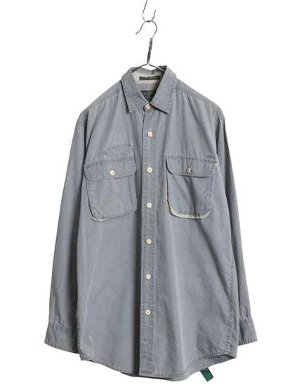 90s オービス 長袖 フィッシング シャツ メンズ S / オールド アウトドア サファリ ワーク コットン 長袖シャツ 無地 ポケット付き グレー