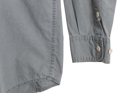 90s オービス 長袖 フィッシング シャツ メンズ S / オールド アウトドア サファリ ワーク コットン 長袖シャツ 無地 ポケット付き グレー