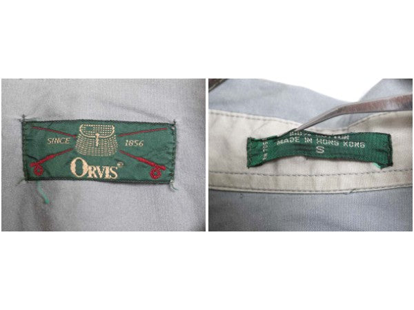 90s オービス 長袖 フィッシング シャツ メンズ S / オールド アウトドア サファリ ワーク コットン 長袖シャツ 無地 ポケット付き グレー