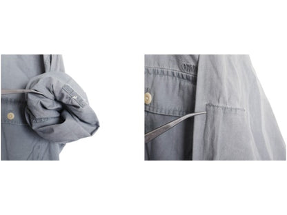 90s オービス 長袖 フィッシング シャツ メンズ S / オールド アウトドア サファリ ワーク コットン 長袖シャツ 無地 ポケット付き グレー