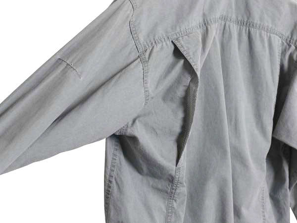 90s オービス 長袖 フィッシング シャツ メンズ S / オールド アウトドア サファリ ワーク コットン 長袖シャツ 無地 ポケット付き グレー