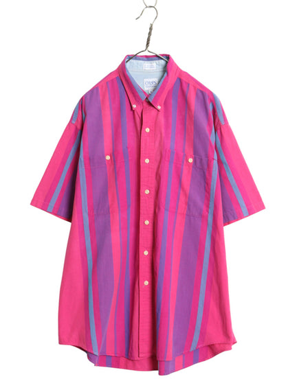90s チャップス ラルフローレン 半袖 ボタンダウン シャツ メンズ XL オールド ポロ ストライプ オックスフォード 半袖シャツ 大きいサイズ