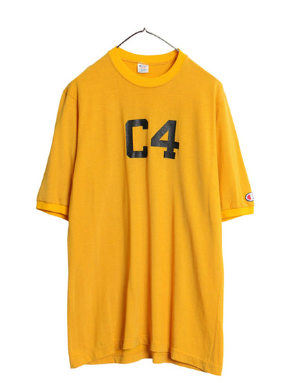 80s USA製 チャンピオン フットボール Tシャツ メンズ L / ヴィンテージ コットン ナイロン アスレチック ジャージ ナンバリング プリント
