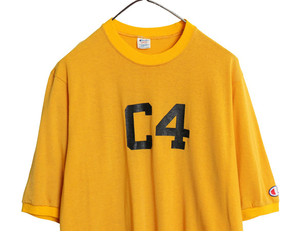 80s USA製 チャンピオン フットボール Tシャツ メンズ L / ヴィンテージ コットン ナイロン アスレチック ジャージ ナンバリング プリント