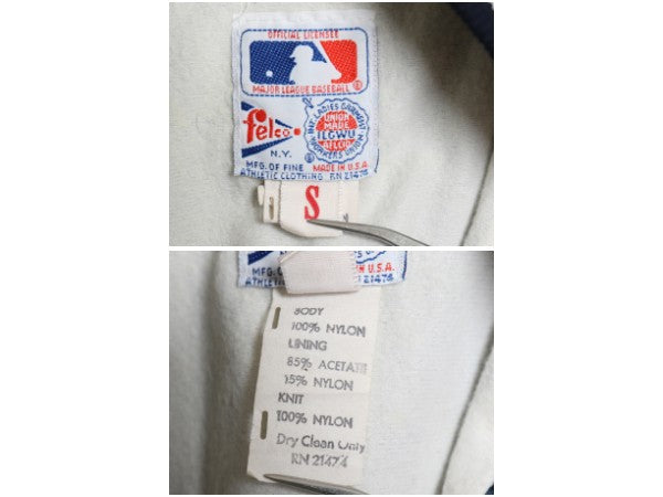 80s USA製 ヤンキース ナイロン サテン スタジャン メンズ S / ヴィンテージ MLB オフィシャル フェルコ ライナー 付き 大リーグ ブルゾン 