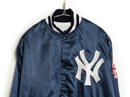 80s USA製 ヤンキース ナイロン サテン スタジャン メンズ S / ヴィンテージ MLB オフィシャル フェルコ ライナー 付き 大リーグ ブルゾン 