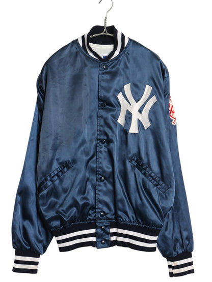 80s USA製 ヤンキース ナイロン サテン スタジャン メンズ S / ヴィンテージ MLB オフィシャル フェルコ ライナー 付き 大リーグ ブルゾン 
