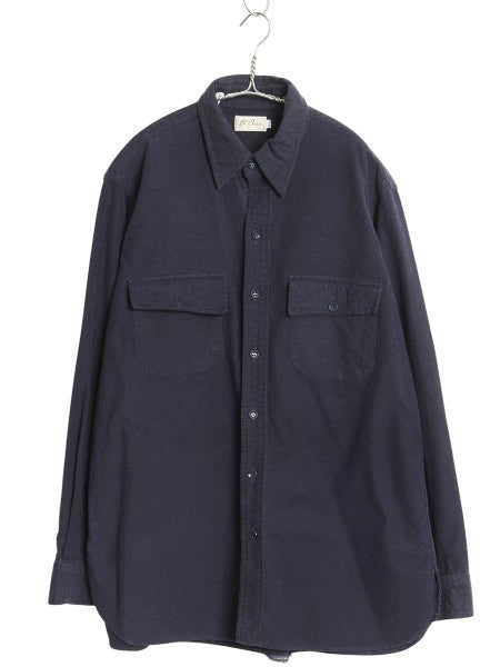 70s USA製 筆記体タグ エルエルビーン シャモア クロス 長袖 シャツ メンズ Ｌ程/ ヴィンテージ ネルシャツ ヘビーウェイト フランネル 紺