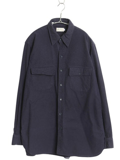 70s USA製 筆記体タグ エルエルビーン シャモア クロス 長袖 シャツ メンズ Ｌ程/ ヴィンテージ ネルシャツ ヘビーウェイト フランネル 紺