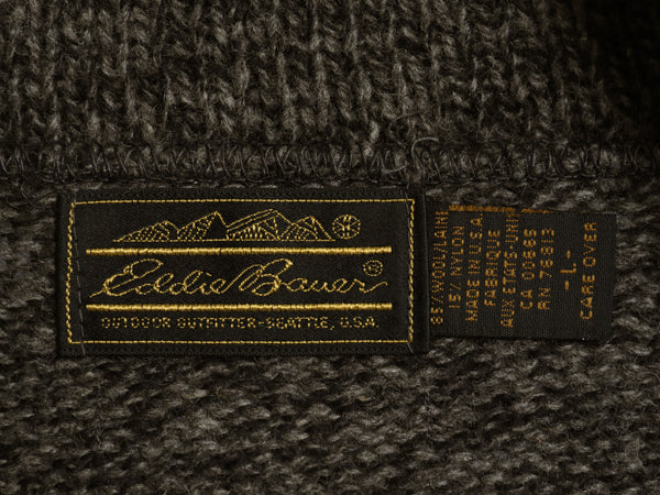 90s USA製 エディーバウアー ショールカラー ボーダー ウール ニット セーター メンズ L / 古着 オールド 黒タグ アウトドア プルオーバー 