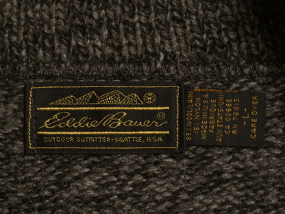 90s USA製 エディーバウアー ショールカラー ボーダー ウール ニット セーター メンズ L / 古着 オールド 黒タグ アウトドア プルオーバー 