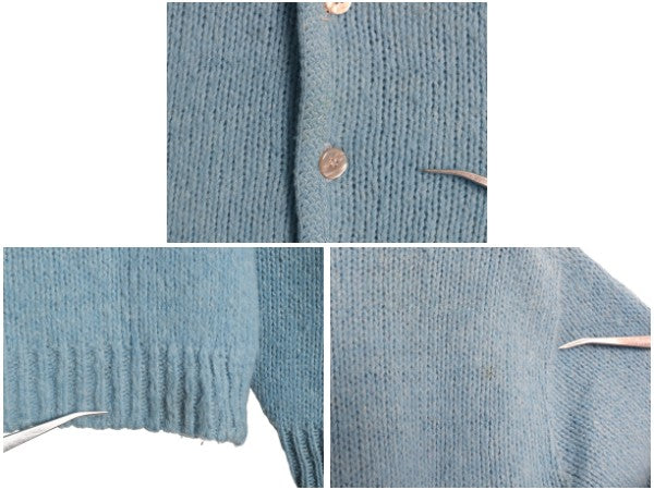 60s 70s ★ モヘア ニット カーディガン メンズ M / 古着 ヴィンテージ ウール セーター 毛足 毛長 シャギー 前開き グランジ 無地 ブルー