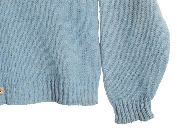 60s 70s ★ モヘア ニット カーディガン メンズ M / 古着 ヴィンテージ ウール セーター 毛足 毛長 シャギー 前開き グランジ 無地 ブルー