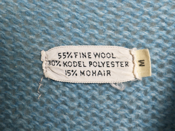 60s 70s ★ モヘア ニット カーディガン メンズ M / 古着 ヴィンテージ ウール セーター 毛足 毛長 シャギー 前開き グランジ 無地 ブルー