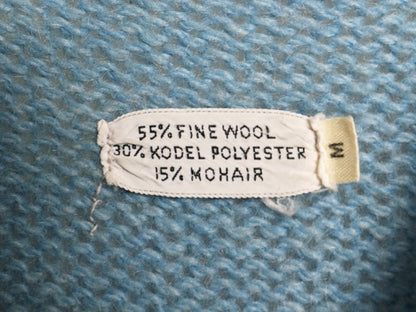 60s 70s ★ モヘア ニット カーディガン メンズ M / 古着 ヴィンテージ ウール セーター 毛足 毛長 シャギー 前開き グランジ 無地 ブルー