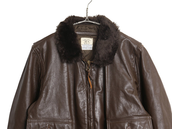  70s ★ 米軍実物 USN G-1 フライト ジャケット 46 メンズ XL 程/ 古着 ヴィンテージ NAVY 軍物 革ジャン ミリタリー ボンバー 本革 レザー