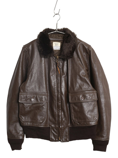  70s ★ 米軍実物 USN G-1 フライト ジャケット 46 メンズ XL 程/ 古着 ヴィンテージ NAVY 軍物 革ジャン ミリタリー ボンバー 本革 レザー