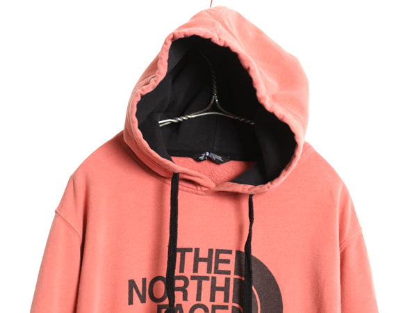 ノースフェイス プリント スウェット フード パーカー メンズ XL アウトドア プルオーバー 裏起毛 トレーナー 薄手 大きいサイズ ツートン