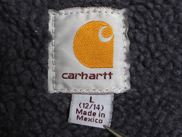 US企画 カーハート ダック パーカー ベスト レディース L / 裏ボア パイル フリース フルジップ フード ワンポイント 前開き 重ね着 廃盤