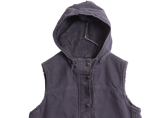 US企画 カーハート ダック パーカー ベスト レディース L / 裏ボア パイル フリース フルジップ フード ワンポイント 前開き 重ね着 廃盤