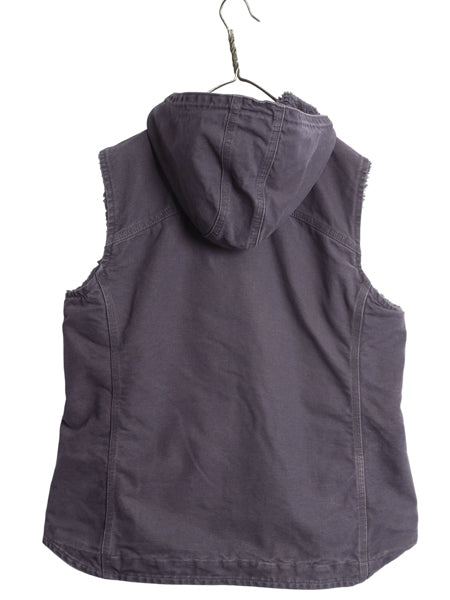 US企画 カーハート ダック パーカー ベスト レディース L / 裏ボア パイル フリース フルジップ フード ワンポイント 前開き 重ね着 廃盤