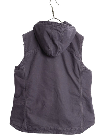 US企画 カーハート ダック パーカー ベスト レディース L / 裏ボア パイル フリース フルジップ フード ワンポイント 前開き 重ね着 廃盤