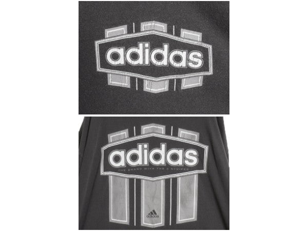 90s USA製 アディダス 両面 プリント Tシャツ メンズ XL / オールド ヘビーウェイト コットン カットソー 3ライン 大きいサイズ ブラック 