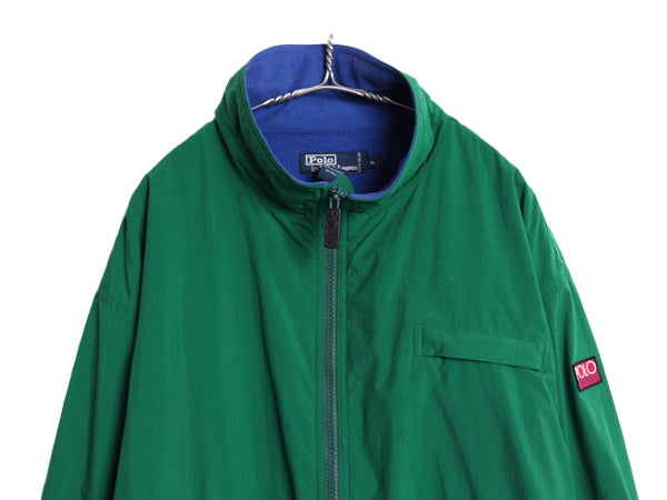 90s 初期 ポロスポーツ ラルフローレン 裏 フリース ナイロン ジャケット メンズ XL / オールド ポロ ジャンパー ブルゾン 大きいサイズ 緑