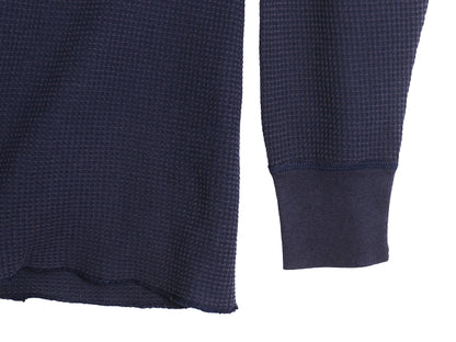80s USA製 長袖 サーマル Tシャツ メンズ L 小さめ ヴィンテージ ロンT ワッフル 無地 カットソー インナー ロングスリーブ ストレッチ 紺
