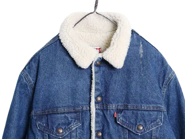 80s 90s USA製 リーバイス 裏 ボア デニム ジャケット メンズ XL 程/ ヴィンテージ ジージャン トラッカー パイル フリース 大きいサイズ