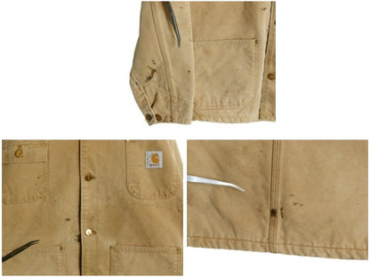90s ★ カーハート チョア コート 42 メンズ L 古着 オールド 6BLC ダック カバーオール ジャケット ブランケット ライナー付き ブラウン