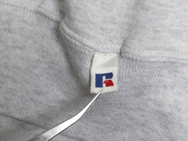 90s USA製 ラッセル 2段 カレッジ プリント スウェット メンズ レディース XL オールド トレーナー 裏起毛 前V クルーネック 大きいサイズ