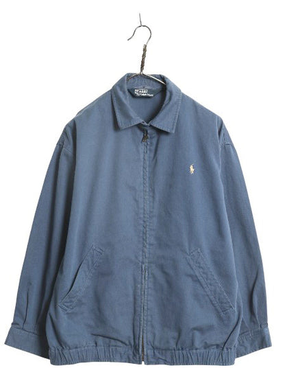 90s ポロ ラルフローレン スイングトップ ジャケット メンズ M / オールド コットン ブルゾン フルジップ ジャンパー ワンポイント ブルー