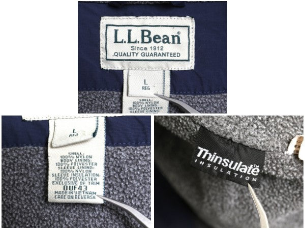 エルエルビーン ウォーム アップ ジャケット メンズ L / 中綿 アウトドア フリース ライナー付き ナイロン ブルゾン フルジップ ハイネック