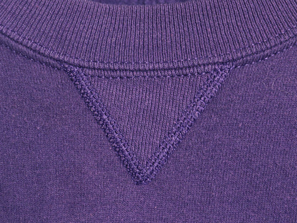 90s ラッセル 無地 スウェット メンズ レディース L 程 古着 オールド トレーナー 前V 裏起毛 ワンポイント ブランク シンプル パープル 紫