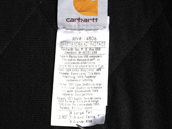 US企画 カーハート アクティブ ジャケット メンズ XL 古着 ワーク ダック パーカー 中綿 キルティング ライナー ブルゾン フルジップ 濃紺