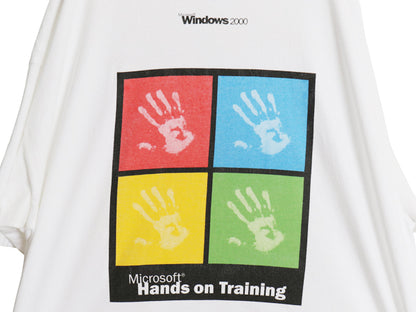 00s ★ マイクロソフト Windows 2000 アート イラスト プリント Tシャツ メンズ XL 古着 オールド 企業物 当時物 コンピューター テック 白