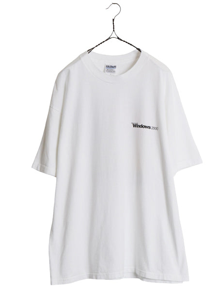 00s ★ マイクロソフト Windows 2000 アート イラスト プリント Tシャツ メンズ XL 古着 オールド 企業物 当時物 コンピューター テック 白