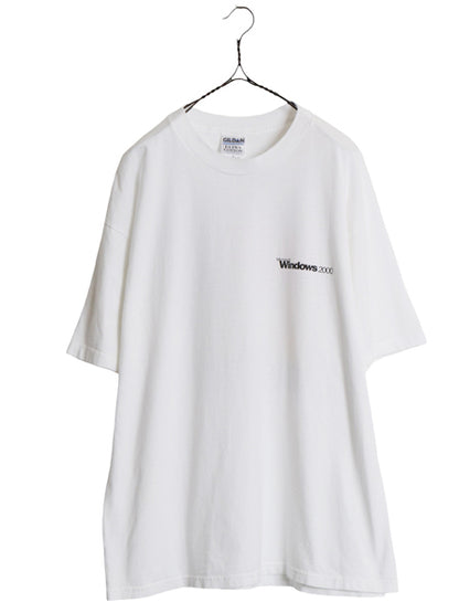 00s ★ マイクロソフト Windows 2000 アート イラスト プリント Tシャツ メンズ XL 古着 オールド 企業物 当時物 コンピューター テック 白