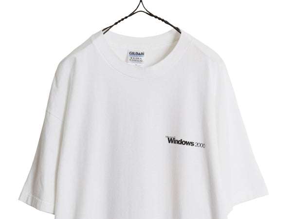 00s ★ マイクロソフト Windows 2000 アート イラスト プリント Tシャツ メンズ XL 古着 オールド 企業物 当時物 コンピューター テック 白