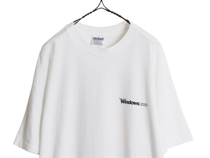 00s ★ マイクロソフト Windows 2000 アート イラスト プリント Tシャツ メンズ XL 古着 オールド 企業物 当時物 コンピューター テック 白