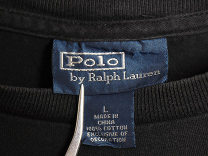 00s ポロ ラルフローレン 長袖 Tシャツ メンズ L 古着 オールド ワンポイント ポニー ロンT コットン カットソー シングルステッチ 無地 黒